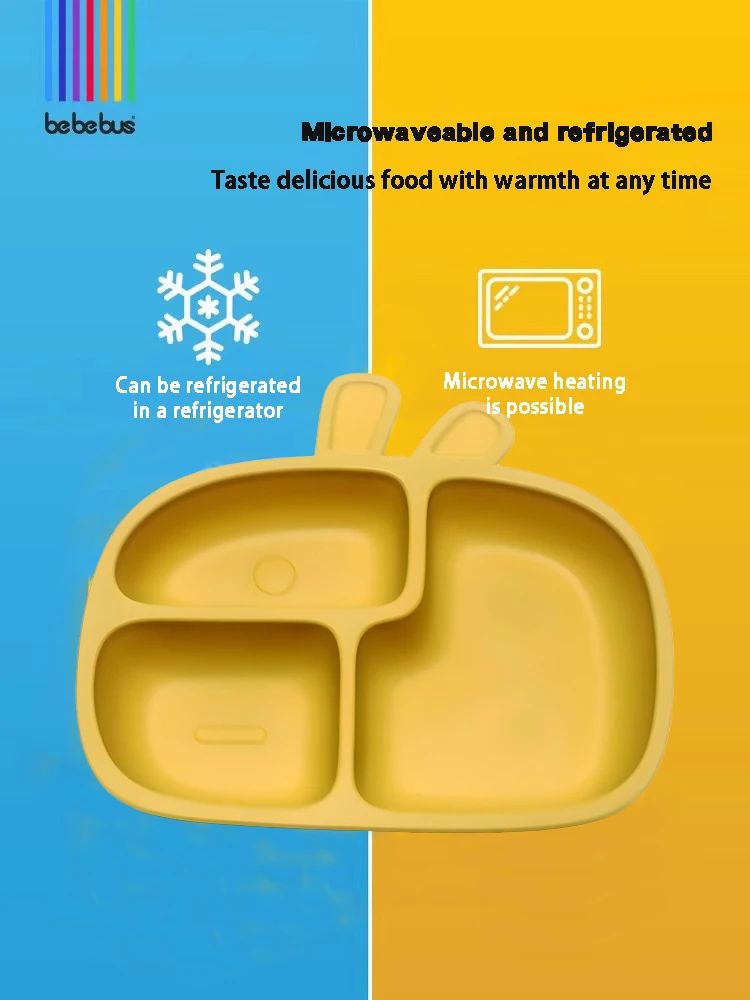 Silicone Baby Dinner Plate Food Grade Baby Supplement Bowl Set Children's Divided Dinner Plate Suction Cup One Piece