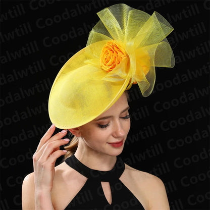 Fascinator Feminino Azul Marinho Chic Chapéu Elegante para Royal Ascot Millinery Noiva Casamento Coquetel Acessórios de Cabelo Véus e Acessórios para Cabeça