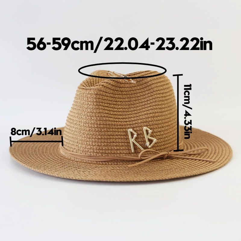 Chapéu de Sol de Verão Grande Feminino Moda Praia Chapéu de Palha Luxo Jazz Top Panamá Feminino 60cm Cabeça Grande