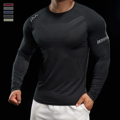 Men Running T-shirt Jogging Tracksuit Athletic Shirt Compression Long Sleeves Sport Tees Gym Fitnes Muscle  Shirt Men's clothing