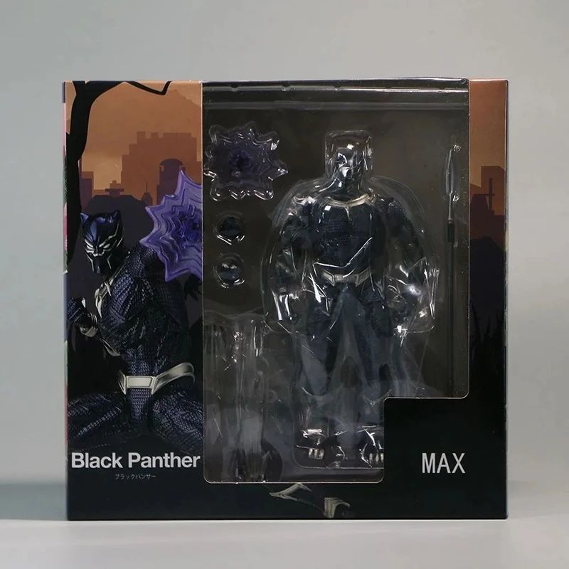 Amazing Yamaguchi Black Panther Action Figure Collection Model 15cm Kaiyodo Revoltech #030 Marvel T Challa Movable Figurine Toys
