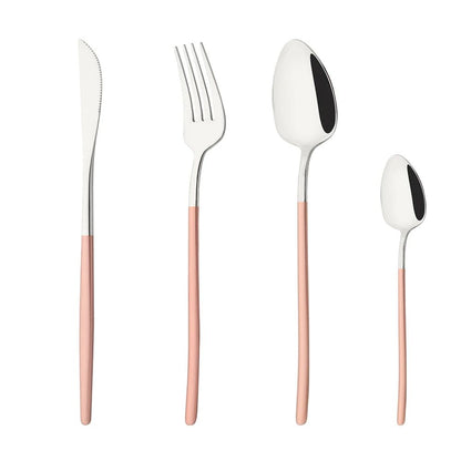 4Pcs Black Gold Dinnerware Tableware Set Mirror Stainless Steel Cutlery Kitchen Knife Fork Spoon Restaurant Wedding Flatware Set