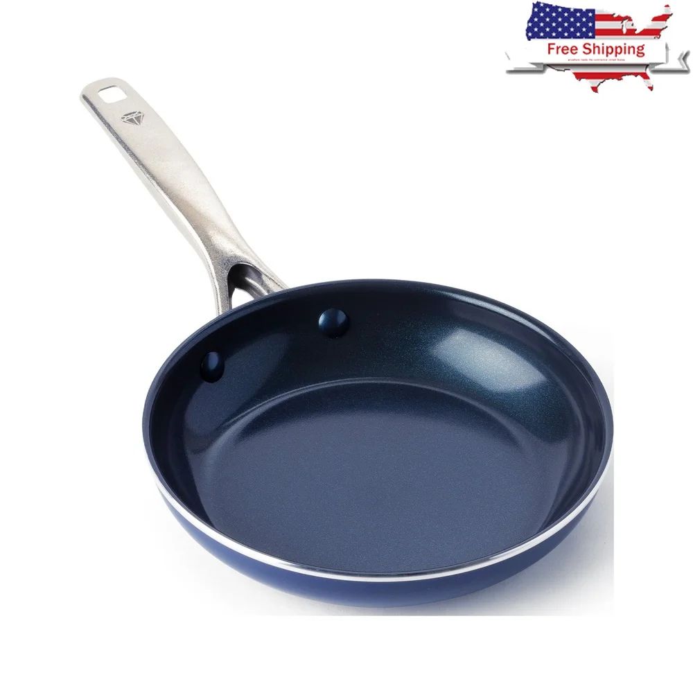 Ceramic Nonstick Fry Pan Skillet Diamond Coated Durable Lightweight Toxin Free Oven Safe Metal Utensil Safe Easy Cleanup 8 Inch