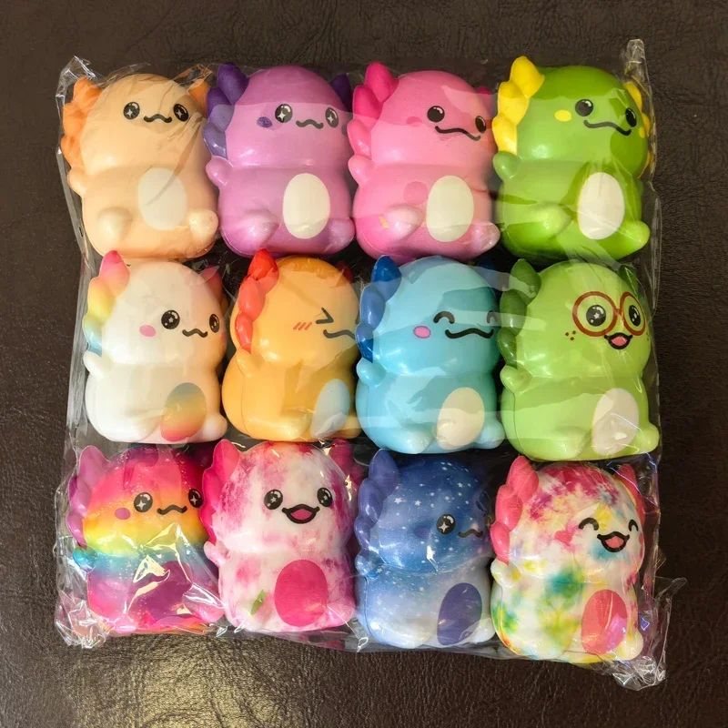&& 12/24PCS Kids Adult Mini Kawaii Newt Cute Squishy Stress Relief Squeeze Toy Slow Rising Toy Carnival Goodie Party Send Gift