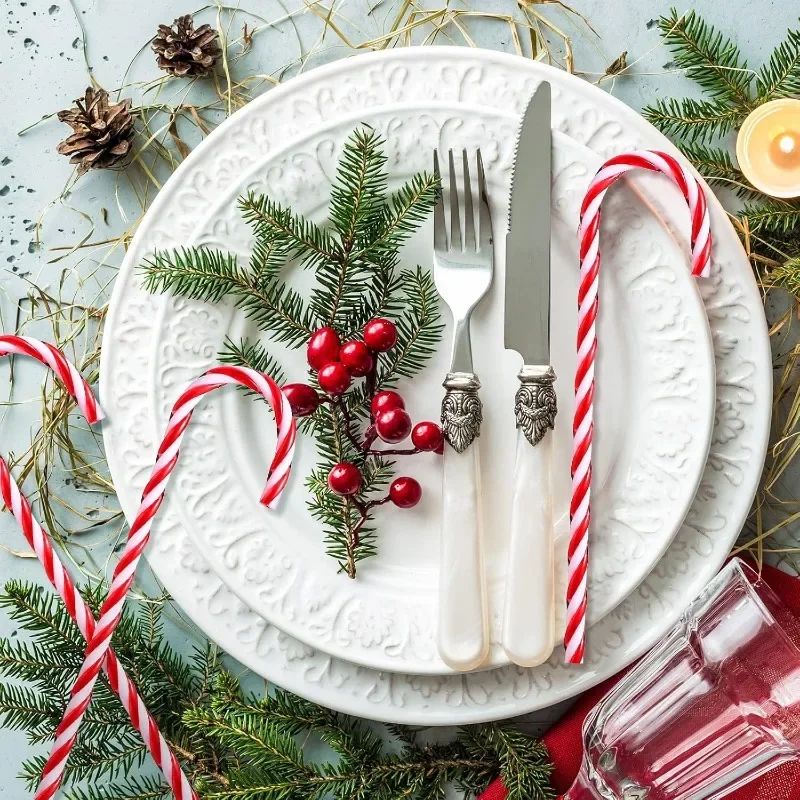 Acrylic Candy Cane Pendant Xmas Tree Twisted Crutch Hanging Ornament Happy New Year Christmas Party Home Decoration Red Green