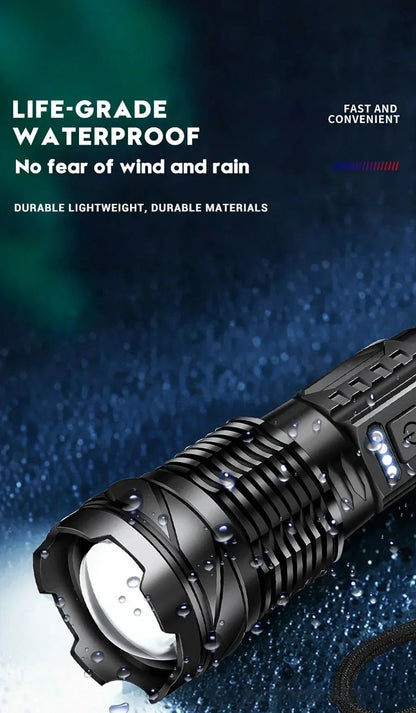 High Power White Laser LED Flashlight Built-in Battery USB Rechargeable Strong Light Tactical Torch Outdoor Camping Hiking Lamp