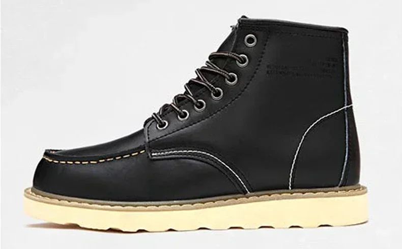 Winter Leather Men Boots Warm Mens Snow Boots with Fur Waterproof Handmade Male Ankle Boots No-slip High Top Male Work Shoes