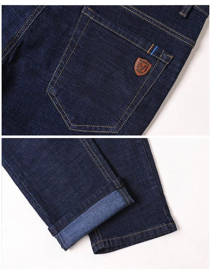 Calça Jeans Masculina de Marca de Luxo Stretch Reta Casual Slim Fit Jeans Masculino Design Clássico de Negócios Calça Tamanho Grande