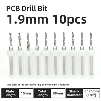 Broca PCB 10pcs Conjunto de Brocas Micro Diâmetro de Aço Tungstênio 1/8" Cabo Fixo Mini Broca CNC 0.1-3.175mm