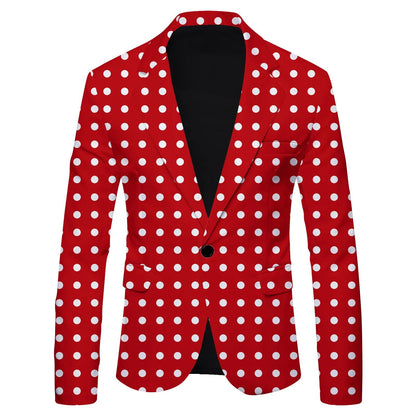 HOO 2025 New Men's Polka Dot Print Leisure blazer Jacket British Fashion Slim-Fitting   blazer    Pattern Customization