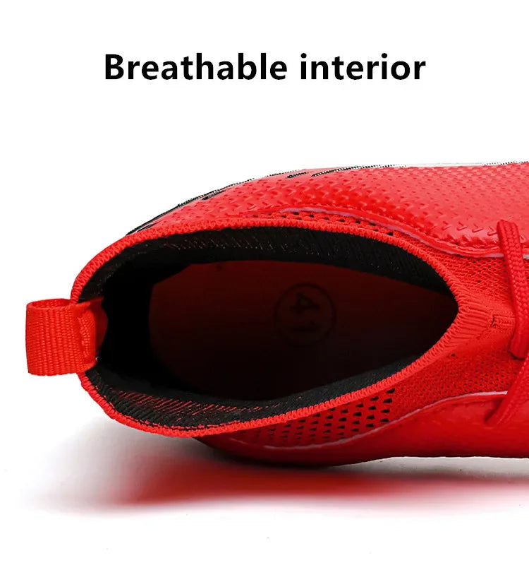 Red Male Football Boots Outdoor Training Football Field Cleats Man Lace-Up Anti-Slip Men’s Soccer Shoes Society botas de futbol
