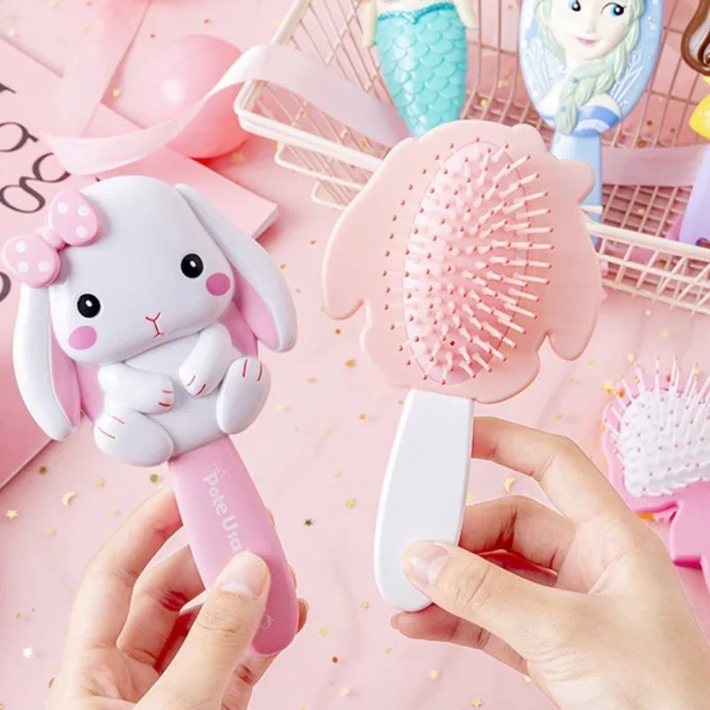 Pentes de Princesas da Disney para Meninas Frozen Elsa Branca de Neve Ariel Bela Escovas de Cabelo Cuidados com o Cabelo do Bebê Pentes de Almofada de Ar Presentes