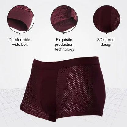 Men Breathable Boxers Ice Silk Mesh Men's Boxers Soft Breathable Underwear with Moisture-wicking Technology U Design for Comfort