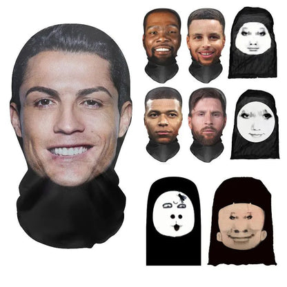 Ronaldo Messi Pattern Funny Facial Expression Mask Party Cosplay Props Comfortable Mesh