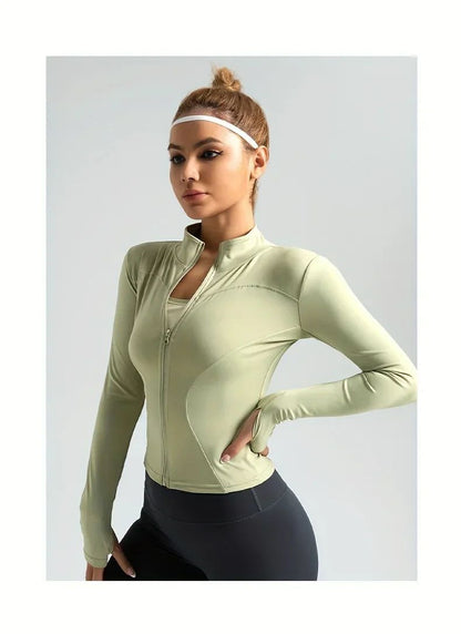 S-3XL New Style Workout Jacket Women Seamless Sports Outerwear Yoga Running Coat Stretchy Zip Up Gym Wear Slim Fit Breathable