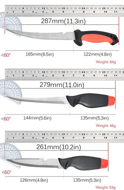 Faca Afiada para Peixe Cabo Oco de Plástico Faca de Filé de Peixe Faca de Desossar Aço Inoxidável Cutelo de Carne Descascador de Frutas de Cozinha