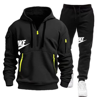 2025 New men's autumn and winter suit zipper hoodie + trousers suit casual men's sportswear warm suit