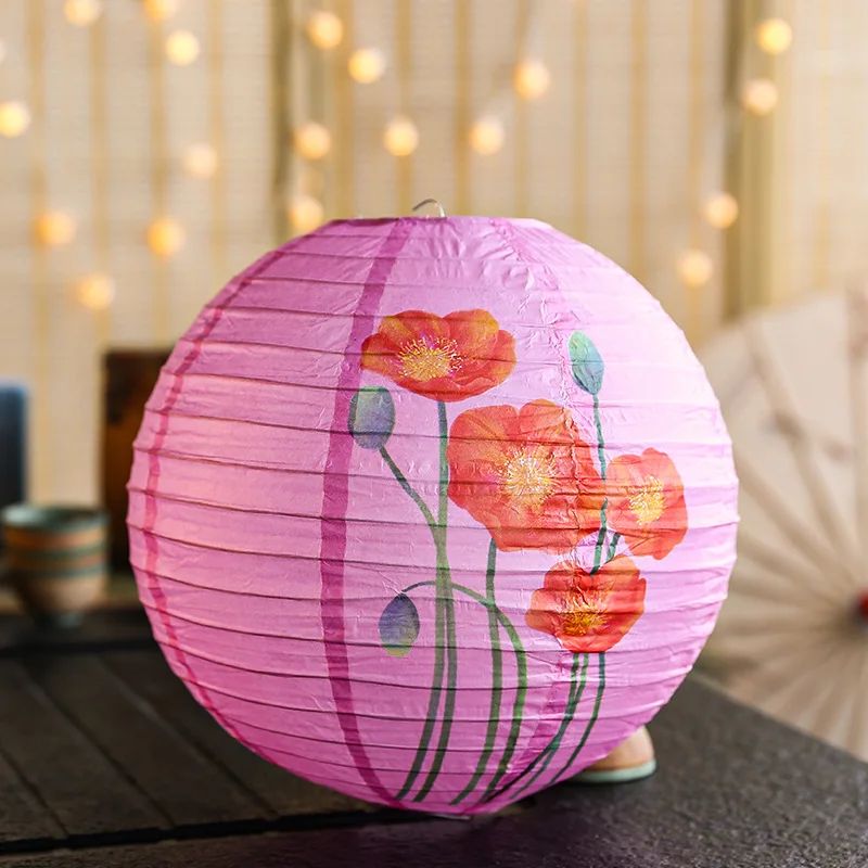 12Inch Printed Flower Round Chinese Paper Lanterns Birthday Wedding Decor Craft DIY Festival Lantern Party Supplies