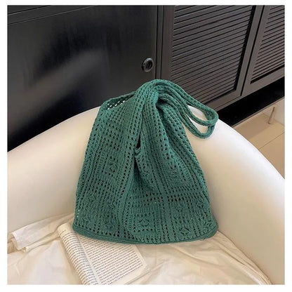 Bohemian Crochet Tote Bag for Women Handwoven Macrame Shoulder Bag with Hollow Knit Design Elegant Christmas Gift for Her, Beach