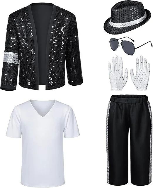 Adult Women Men Pop Star Michael Jackson Cosplay Costume Wig Halloween Stage Performance Hip Hop Dance  Family Clothing 2026 80s