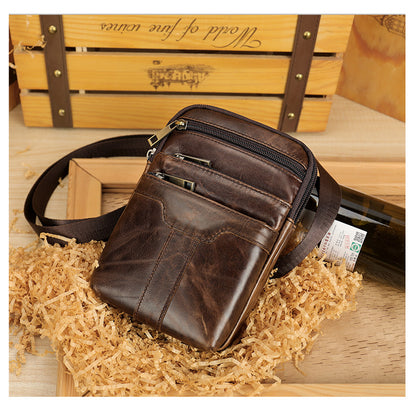 New Men's Cow Leather Chest Bag Man Small Shoulder Casual Male Crossbody Waist Bag