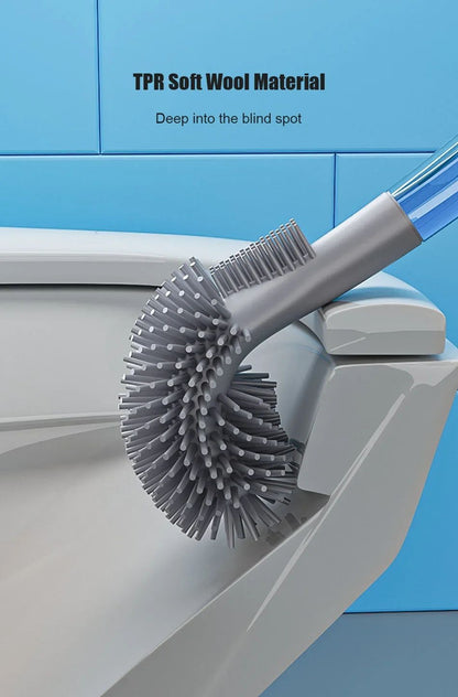Escova de Silicone para Vaso Sanitário Acessórios WC Escova WC Sem Cantos Mortos Limpeza Doméstica Cerda Macia Artefato Banheiro Toucadores