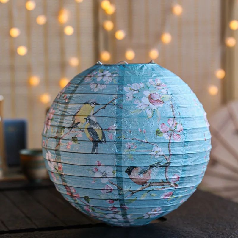 12Inch Printed Flower Round Chinese Paper Lanterns Birthday Wedding Decor Craft DIY Festival Lantern Party Supplies
