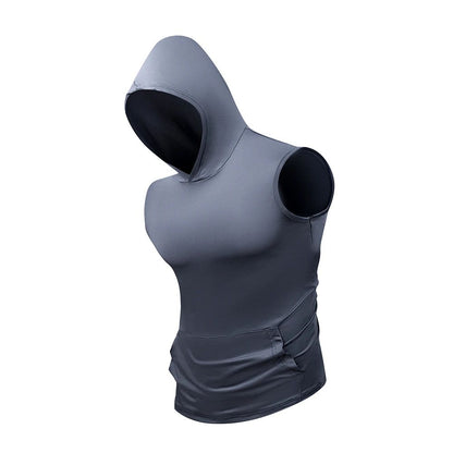 Men's Casual Hooded Sleeveless Vest Summer Breathable Lightweight T Shirt Gym Running Training Bodybuilding Undershirts T-Shirt