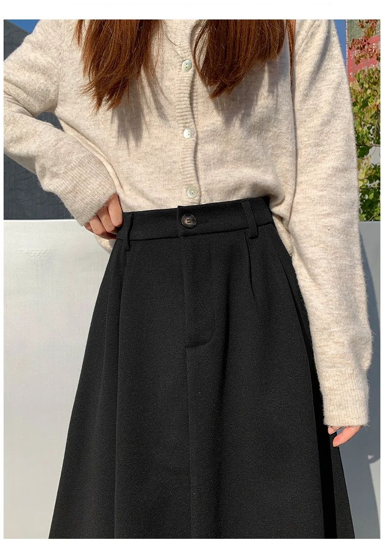 High Waist Plus Size Women Skirt Spring Women Clothing High Waist Hepburn Style Mid-Length A-Line Skirt New Casual Solid Skirts