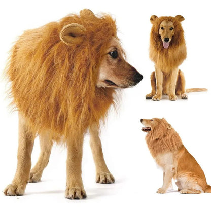 Roupa Fofa de Cosplay para Cães, Juba de Leão para Fantasias de Cães, Peruca Realista de Leão para Cães de Médio a Grande Porte com Orelhas, Acessórios para Animais de Estimação