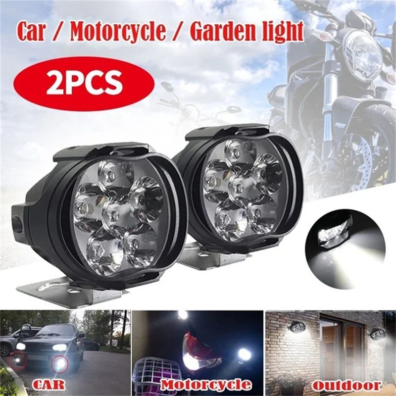 6 LED Motorcycle Auxiliary Headlight Spotlights Work Light High Brightness Waterproof Scooters Autocycle Car Headlight Bulbs
