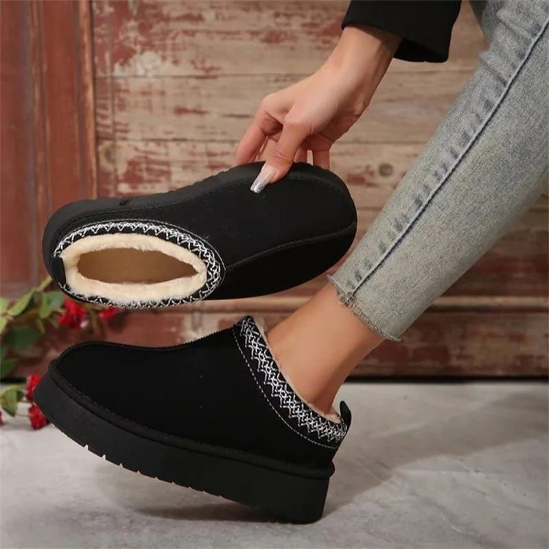 Designer New Women Chelsea Ankle Snow Boots Winter Woman Fur Short Plush Warm Cotton Slippers Female Platform Cotton Boots