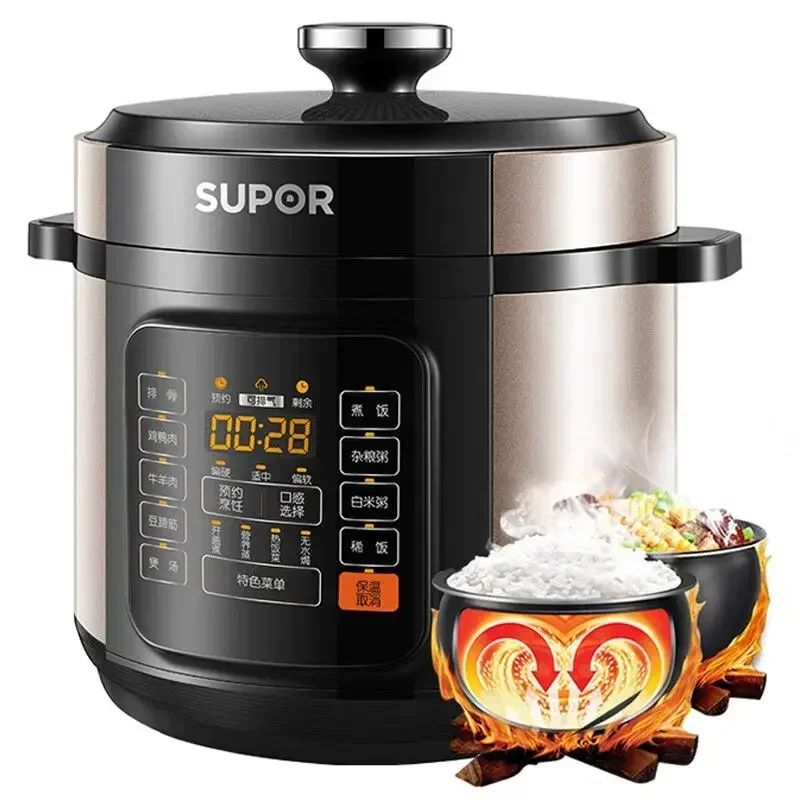 Panela de pressão elétrica Supor, panela de pressão doméstica com tanque duplo 6L de grande capacidade multifuncional para 5-8 pessoas