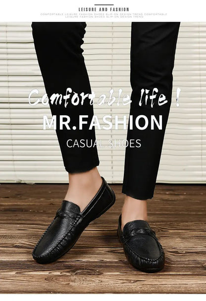 High Quality Leather Men Casual Shoes Comfortable Light Men Loafers Formal Men Dress Shoes Breathable Slip on Men Driving Shoes