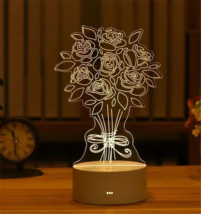 USB Operated 3D Acrylic LED Night Light Festival Birthday Kids Gifts Bedroom Bedside Decor Night Lamp Home Novelty Lighting