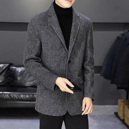 Elegant Casual Men's Short Coat Casual Herringbone Woolen Business Jacket Fashion Slim Fit Trendy AE Stock Brand