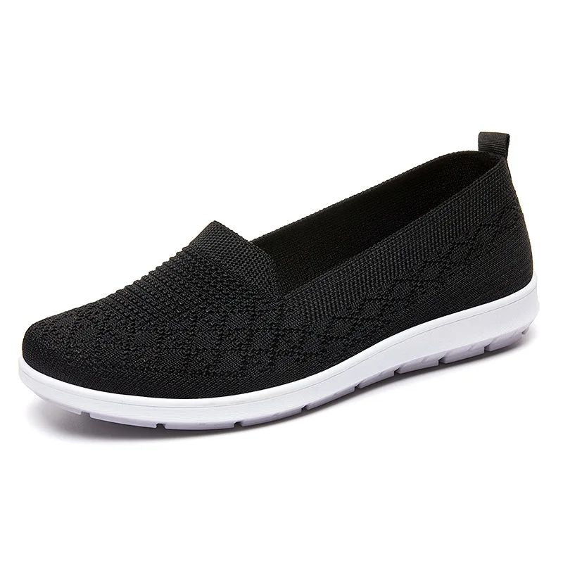 Spring Summer Breathable Knitted Flats for Women 2025 Comfortable Slip On Mom Shoes Woman Slip On Non Slip Casual Sneaker Female