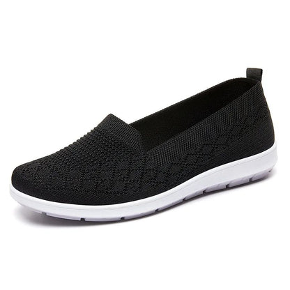 Spring Summer Breathable Knitted Flats for Women 2025 Comfortable Slip On Mom Shoes Woman Slip On Non Slip Casual Sneaker Female