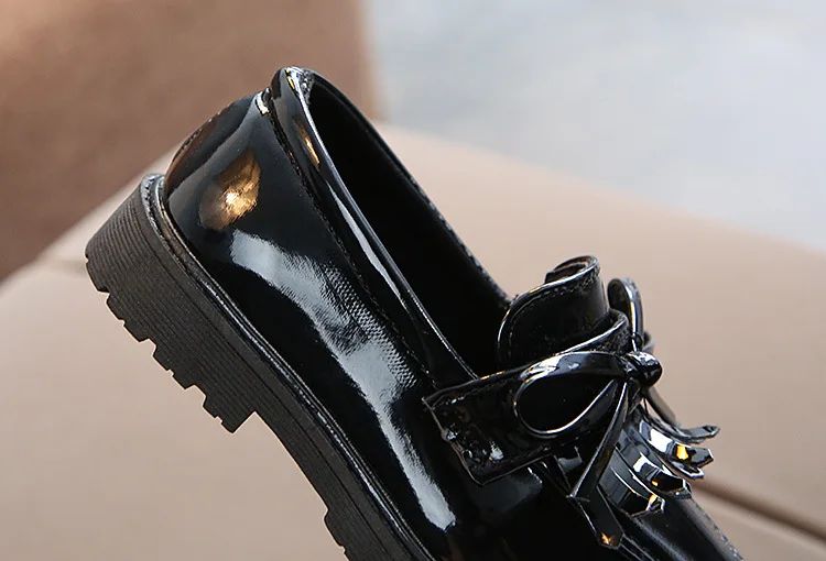 Children Tassel Princess Shoes School Party Wedding Dress Mary Jane PU Leather Shoes Girls Breathable Anti-skid Slip on Shoes