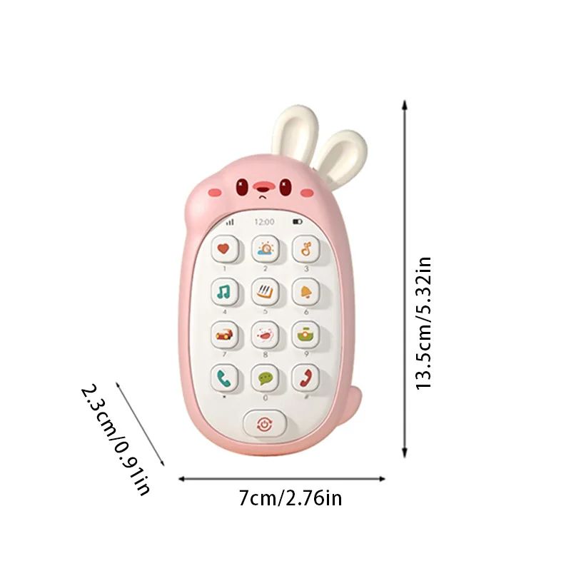 Telefone de brinquedo para bebês, atóxico e inodoro, com música multifuncional, brinquedo infantil de coelho, sem bateria