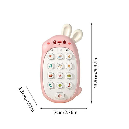 Telefone de brinquedo para bebês, atóxico e inodoro, com música multifuncional, brinquedo infantil de coelho, sem bateria
