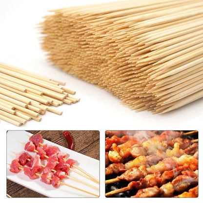 270/90PCS Disposable Food Sticks Bamboo Skewer Stick Wood Long Thick Rattan Sticks for Party Buffet Food Fruit Barbecue Tools