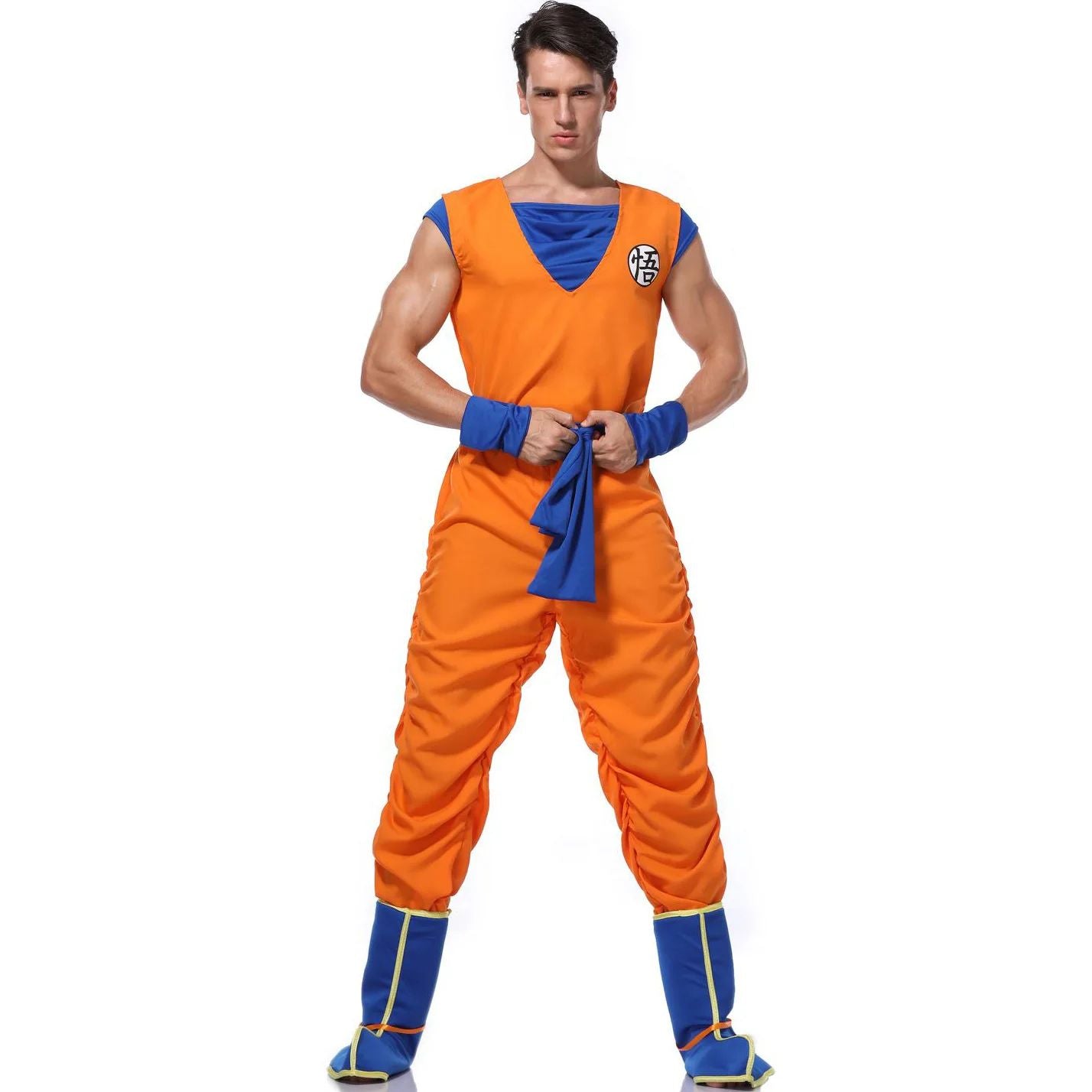 Halloween  Adult Man Halloween Japanese Anime Son Goku Cosplay Costume Superheroes Role Play Orange Jumpsuit Fancy Dress Up