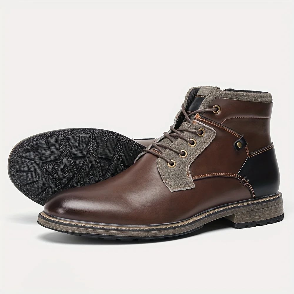 Men's fashionable ankle boots, autumn and winter men's retro short leather boots#KD6502
