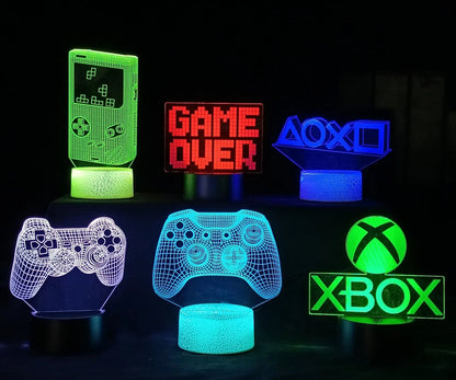 3D LED Gaming Party Setup Lamp Gaming Room Lamp Decoration USB Powered Night Light Table Lamp For Bedroom Decor Christmas Lights