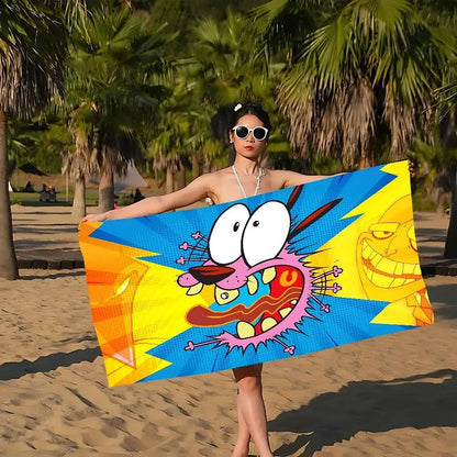 Cartoon C-Courage C-Cowardly Dog Bath Towel Microfiber Soft Absorbing Breathable For Girl Kids Decorative Cartoon Beach Towel