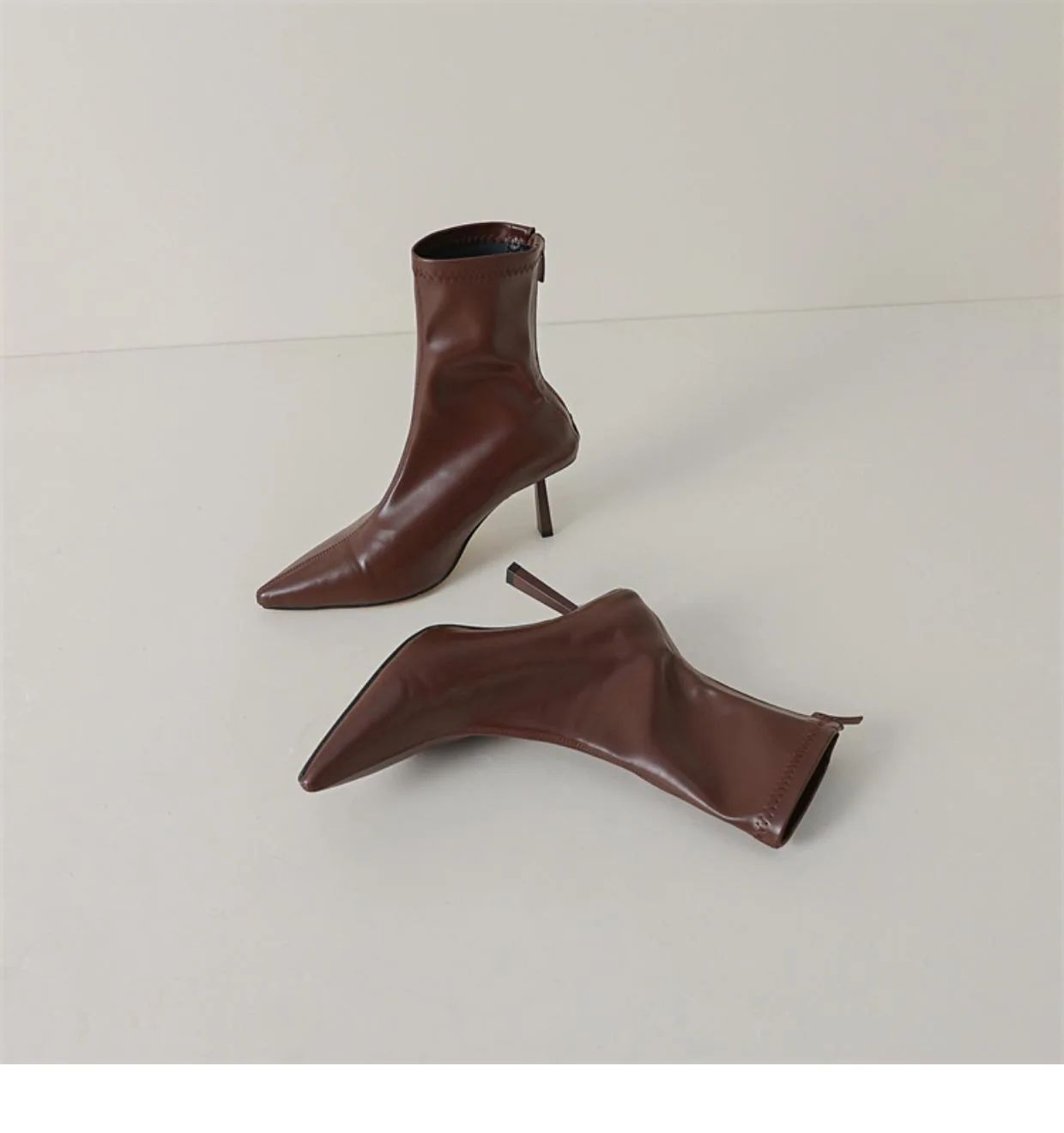 2024 New Autumn Winter Pointed Toe Women Ankle Boots Fashion Zipper Shoes Thin High Heel Women's Morder Short Booties D214