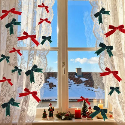 10/100x Red Christmas Bow Velvet Christmas Wreath Bow Christmas Tree Topper Bows Garland Hanging Ornaments DIY Craft Party Gifts