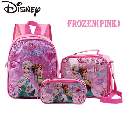 Hot Disney Cartoon Princess Elsa Schoolbag Cute Large-capacity 3-piece Set of Children's Girls Boy Backpack Children's Schoolbag