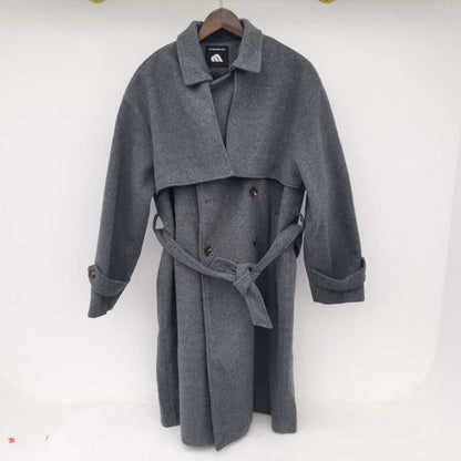 2022 Men's Woolen Clothes Straight Casual Windbreaker Long Coat Fashion Loose Gentle Autumn Korean Elegant Overcoat